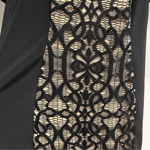 DressBarn short sleeves formal black dress with lace details size 14 - Picture 6 of 14